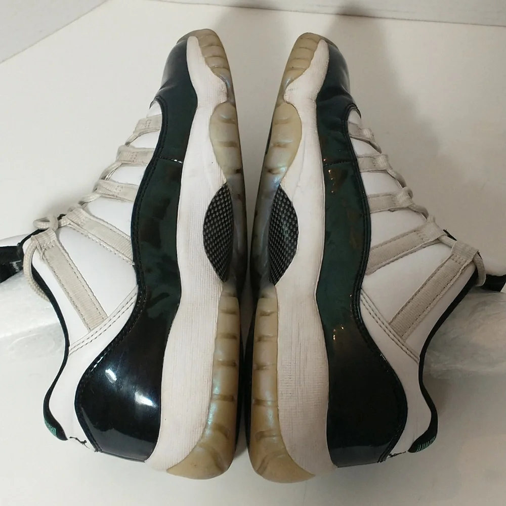 Nike Air Jordan 11 Retro Low, Iridescent Emerald And White Color, Youth Size 6.5